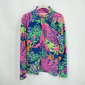 Lilly Pulitzer Women's Size S Indigo All A Glow Skipper Popover Half Zip Top